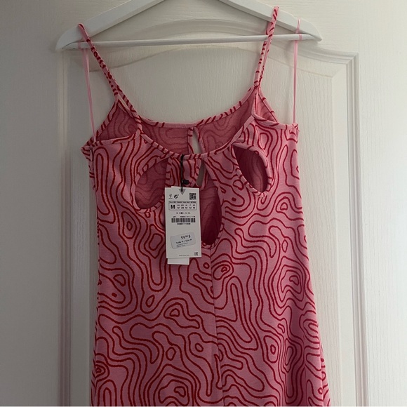 Zara Pink Swirly Jacquard Midi Dress NWT - Picture 4 of 7